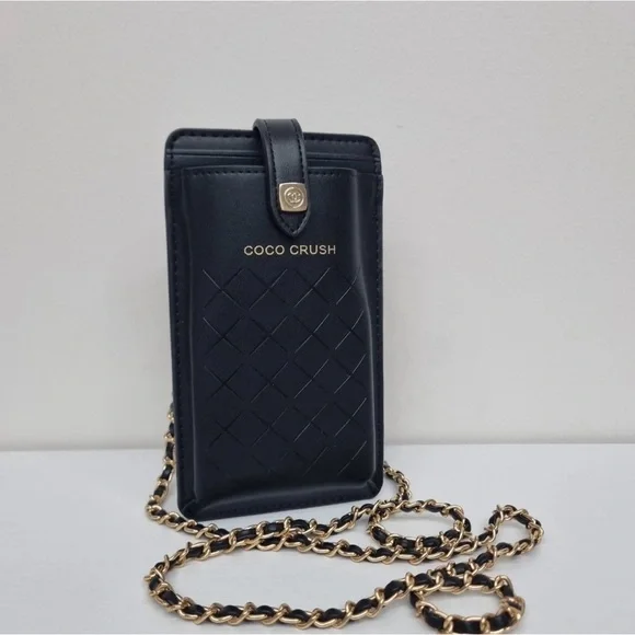 CHANEL GWP ITEM VIP COCO CRUSH PHONE HOLDER ON CHAIN POUCH CARD HOLDER BLACK - Picture 1 of 3